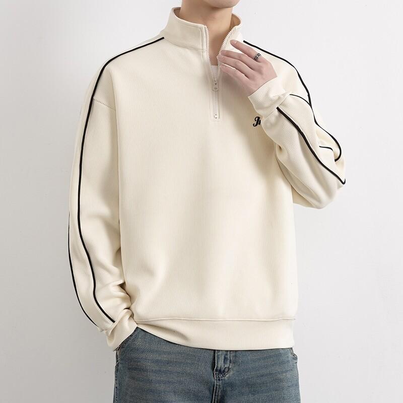 Tシャツ 男性用 ハーフジップ 長袖 プルオーバー ゆったり カジュアル シンプル インナー トップス