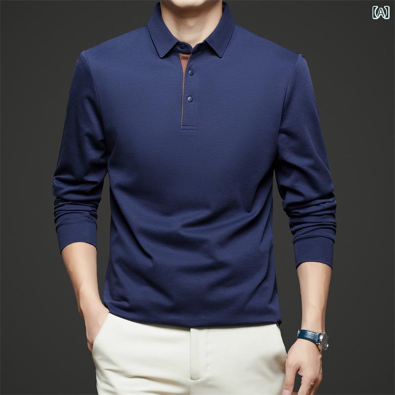 Tシャツ メンズ 男性用 長袖 ポロシャツ 綿100% 翻? ビッグシルエット ゆったり 接触冷感 吸湿速乾 通気性 ビジネス カジュアル
