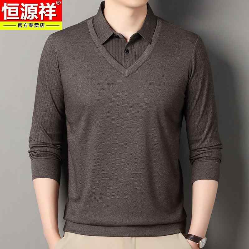 Tシャツ メンズ 男性用 長袖 春秋 シーズン トレンド シャツ襟 カットソー インナー トップス ビジネス カジュアル ウェア