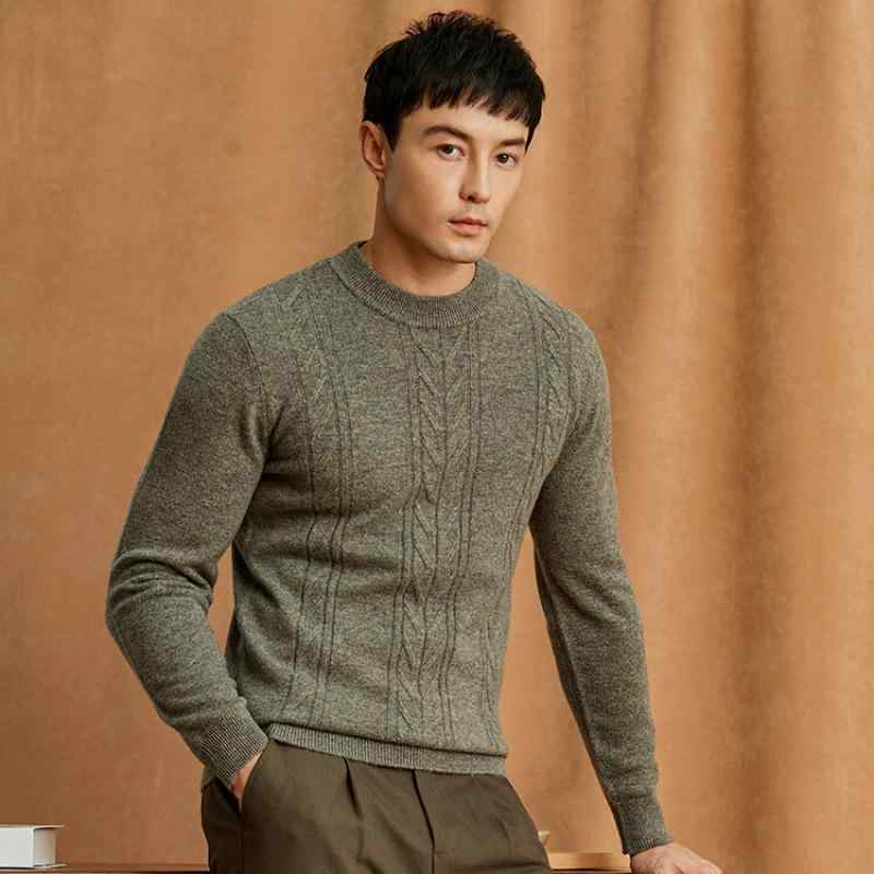 編み物 メンズ 成人男性用 羊毛 スウェーター 丸首 ティーシャツ 朦々たる カシミール 斜方形柄 編み物 秋冬 生あたたかい 防寒 伸び伸びする ゆったり2