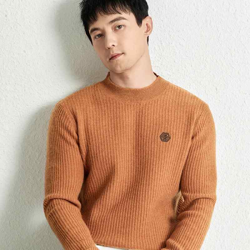 編み物 メンズ 成人男性用 羊毛 朦々たる 秋冬 丸首 ティーシャツ トップス 御前上等感 心地よい 生あたたかい 防寒 肌付き2