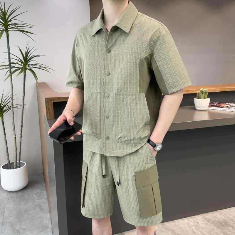 スポーツシャツ メンズ 成人男性用 セットアップ 当たること冷感 半袖 スポーツシャツ 運動競技 さる股引き 上下仕かける 普段使い走り 御部屋着