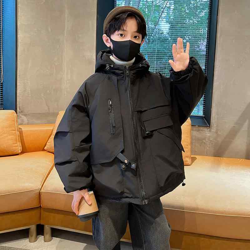 キッズ 男の子 アウター 秋冬 ジャンパー ブルゾン ウインドブレーカー 中綿 防寒 撥水 フード付き ミドル丈