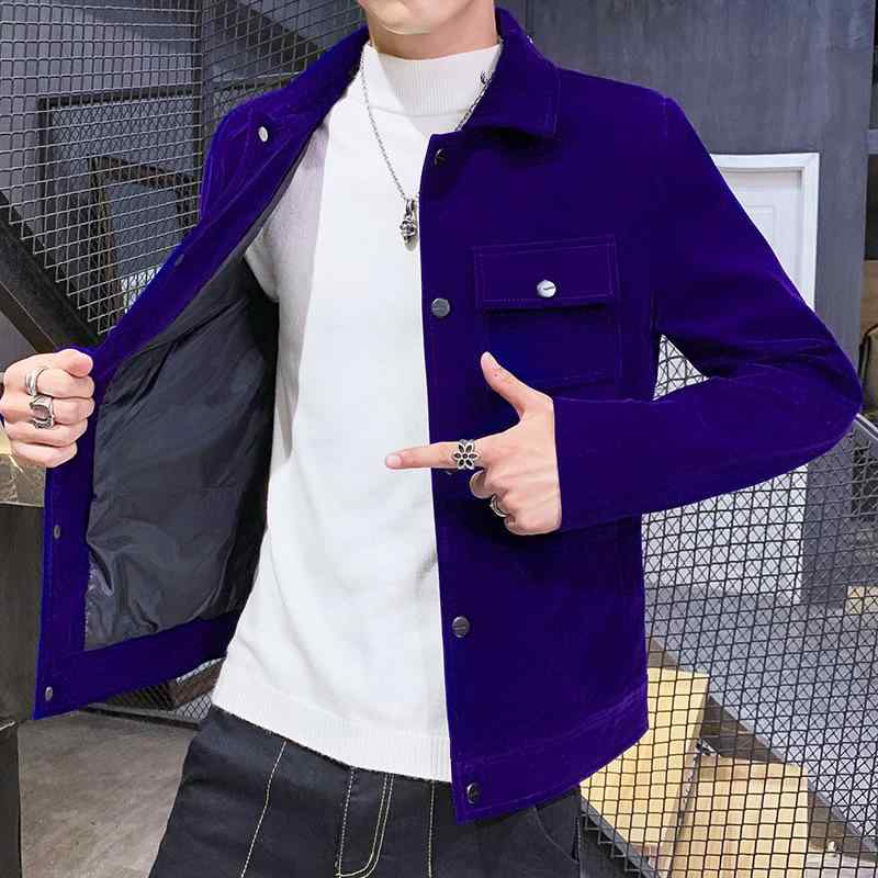 上衣 成人男性用 秋冬 韓国風 か細い 襟付き添い人 コール天 心地よい プルオーバー アウター 普段使い