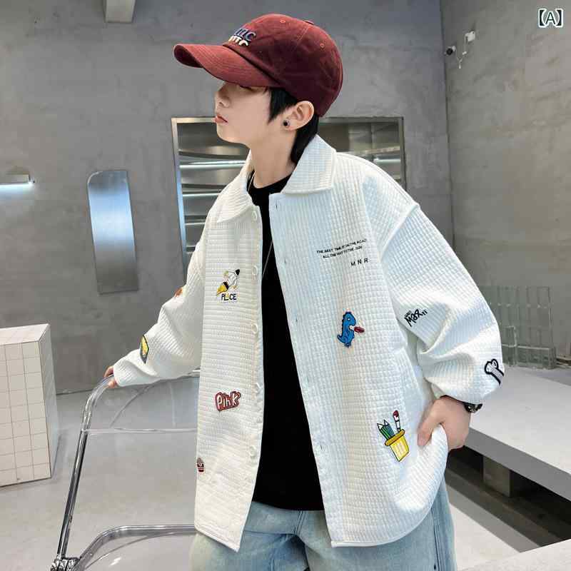 シャツ キッズ 長袖 翻襟 カートゥーン 刺繍 春秋 韓国風 カジュアル 子供服2 5,709円