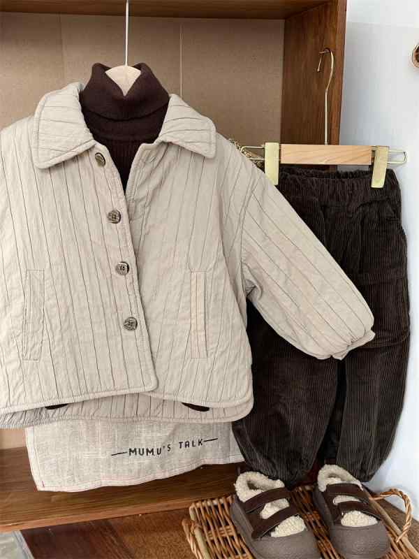 シャツ キッズ ベビー 加厚 コットン アウター ジャケット 男女兼用 防寒 普段使い かわいい