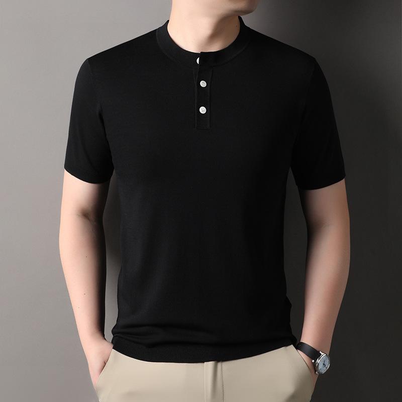 Tシャツ メンズ 男性用 半袖 再生繊維 ヘンリーネック 薄手 接触冷感 吸湿速乾 インナー