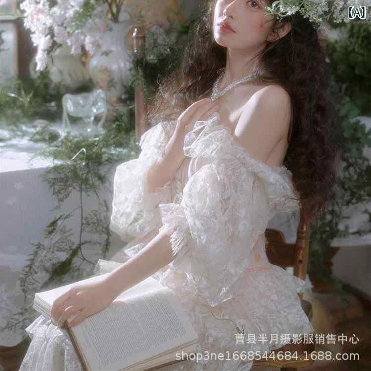 ワンピース レース フレンチスタイル 油絵風 写真撮影服 かわいい レディース