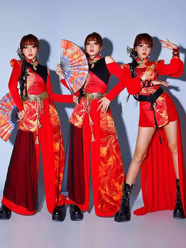 ダンス衣装 レディース 中国風 舞台衣装 セットアップ 女性歌手 コスチューム DS パフォーマンスウェア 大気2