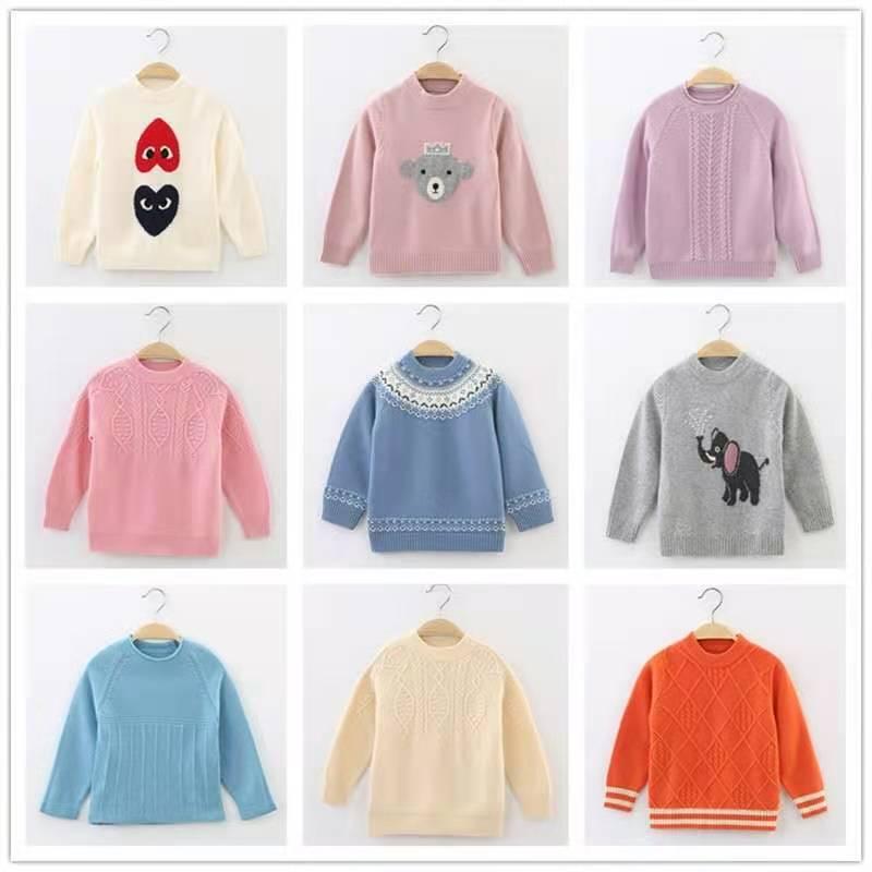 赤ちゃん服 編み物 スウェーター 羊毛 スウェーター もの言う花 丸首 朦々たる 無地  ティーシャツ 抗ピリング