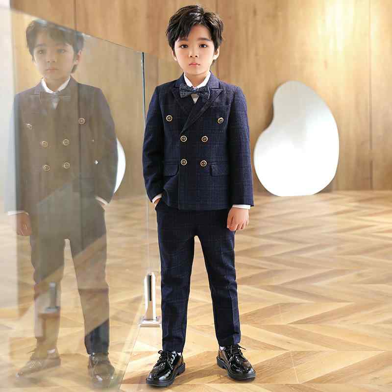 子供用 スーツ フォーマルセット チェック柄 ジャケット ベスト パンツ 3点セット 男の子 結婚式 発表会 演奏会 司会者 礼服 上下セット 春秋 おしゃれ かわいい
