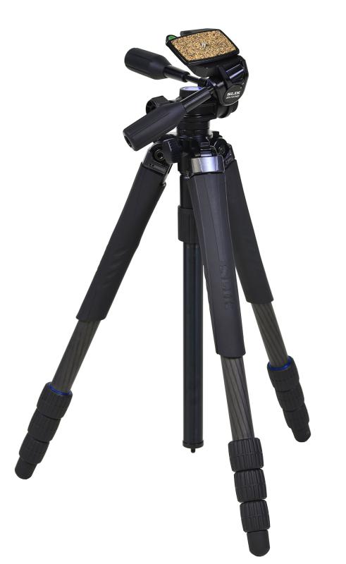 【中古】SLIK カーボン三脚 カーボンマスター 724 HD 4段 ナットロック式 3ウェイ動画対応雲台 108307