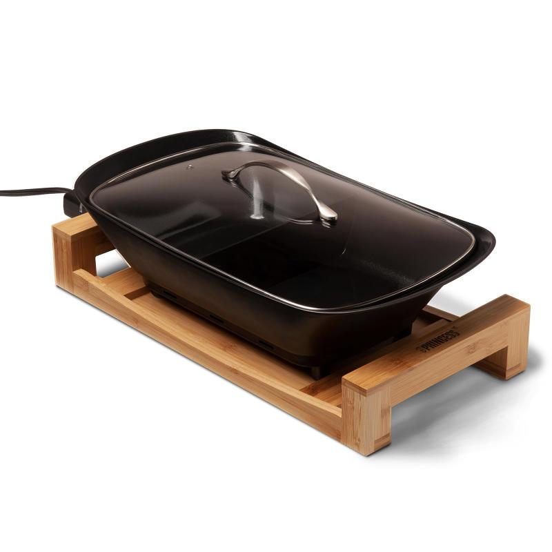 【中古】PRINCESS プリンセス セパレートポット ブラック Separate Pot Black 電気鍋 2色鍋 2食鍋 グリル鍋 すき焼き しゃぶしゃぶ 温度調節 ホームパーティー 2人用 4人用 セラミック プレゼント オシャレ 大