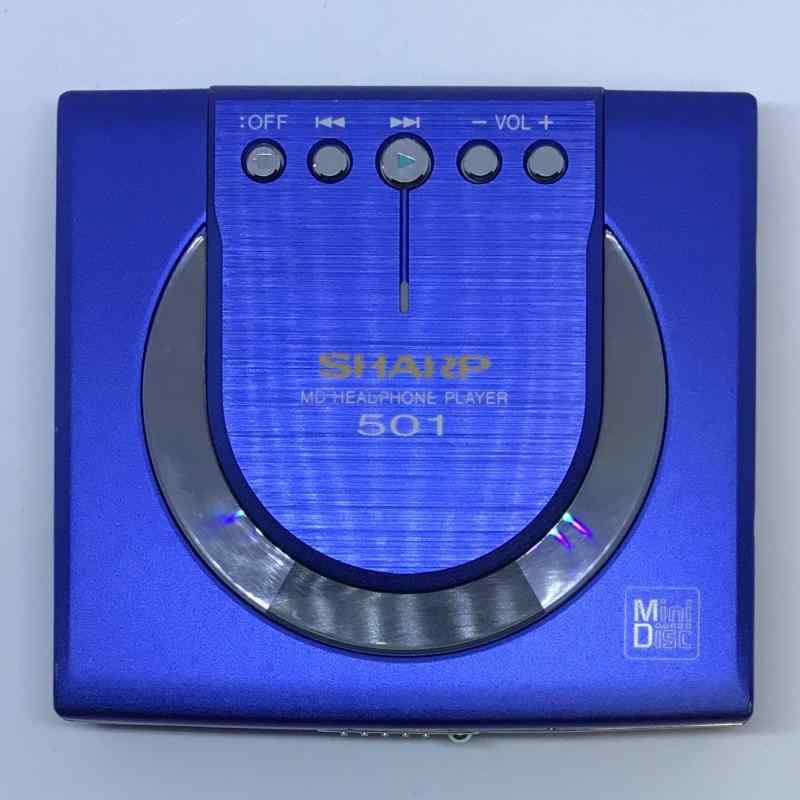 【中古】SHARP 携帯型MD電気蓄音機 MD-ST501-A 青碧