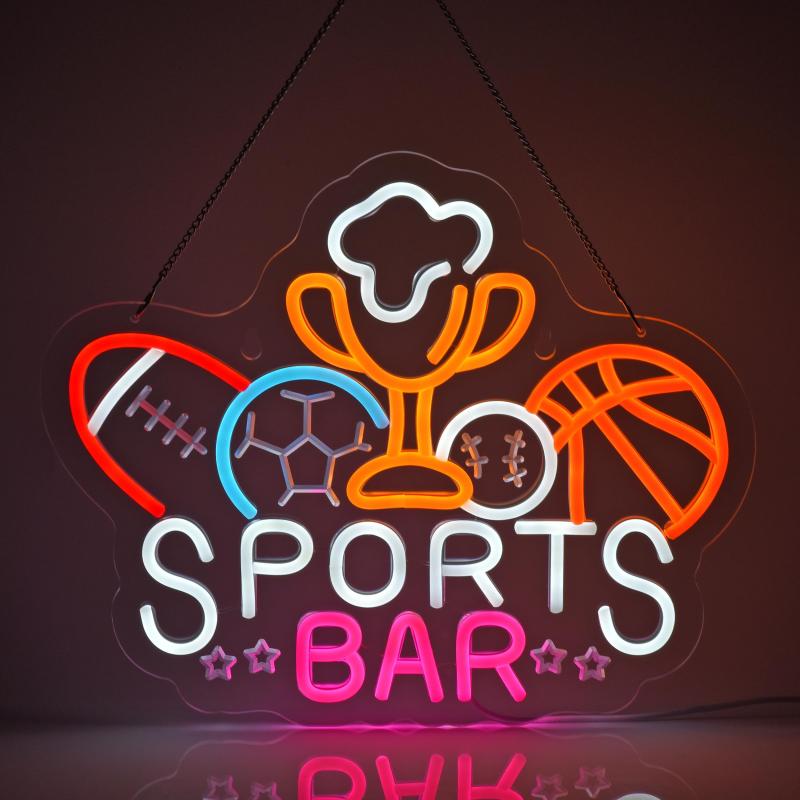 JOMOBUTY SPORTS BARネオンサイン 多上がり段調光可 LED バーネオンライト 赤ちょうちん貼り出し BAR室内装飾 スポーツバー店用顕われ バス発着場かざり付ける 運動競技喫茶店店内飾りつけ ネオン管ともし火 USBパワード39*31糎