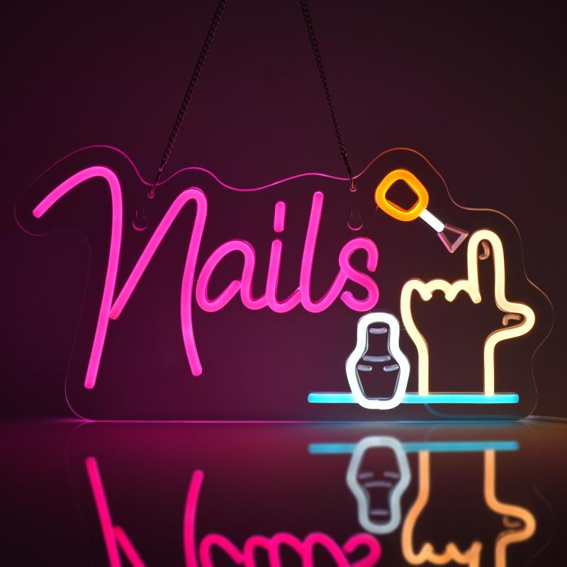 JOMOBUTY ネイル ネオンサイン 多上がり段調光可 LED ネイルサロンネオンライト Nailsお店貼り出し ジェルネイルバス発着場室内装飾 美容室用顕われ 寄りあいかざり付ける でき事飾りつけ マニキュアネオン管ともし火