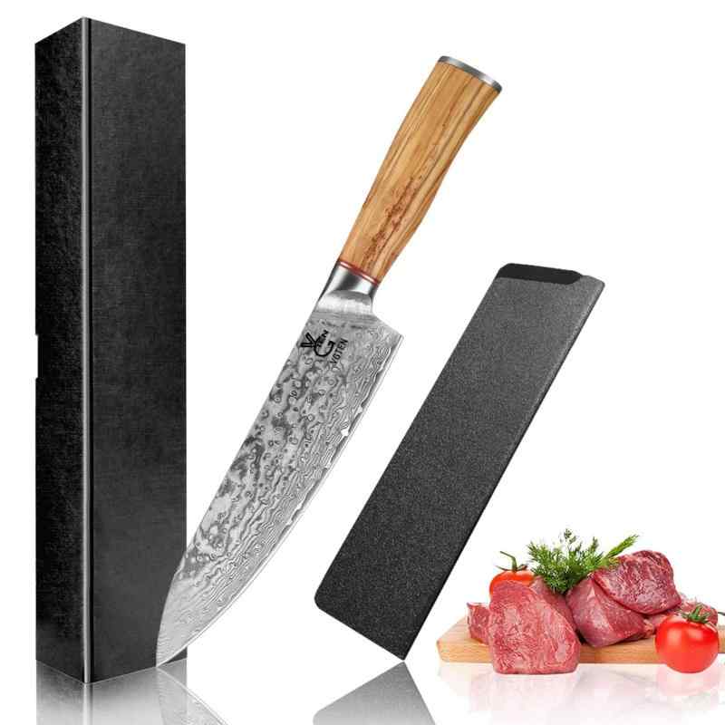 VGTEN 牛刀包丁 包丁 ダマスカス V金10号 67層 両刃 切れる 200mm 魚 肉 野菜に オリーブハンドル プロ 料理上級者向け プレゼント|ソファポテト