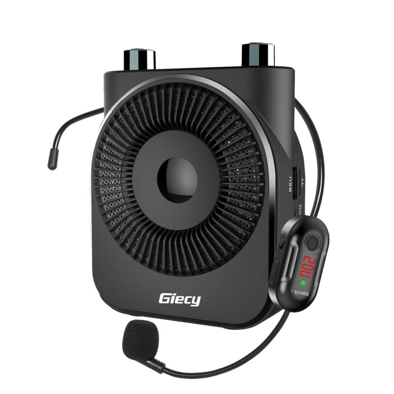 Giecy 拡声器 ワイヤレス拡声器 無線拡声器 20W大音量 ポータブル拡声器 小型メガホン AUX/USB/TFカード対応 ハンズフリー拡声器 有線ヘッドマイク/ワイヤレスマイク付き 録音/音楽再生 授業/イ