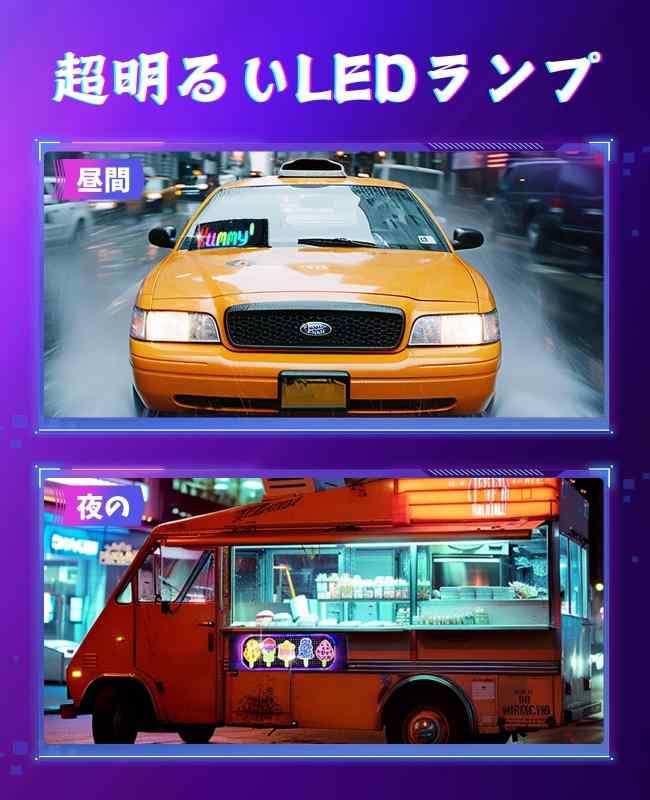SUBORAWOS LED雷公電子掲示板 延性のある 折りたたみ式 車載貼り出し LED顕われゲーム盤 多言語?示 USB 色つや スクロールメッセージボード パネルカーサインディスプレイ Bluetooth アプリコントロール 折りたた