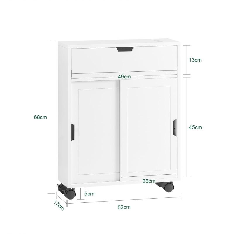 SoBuy トイレ 収納 トイレラック スリム 隙間収納 キャスター付き/ブラシ収納/トイレットペーパーストッカー/薄型/北欧風 おしゃれ/すきま収納 スリム トイレ 棚｜ソファポテト
