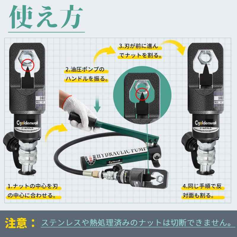 CGOLDENWALL ナットスプリッターM8~M41 油圧式ナットブレーカー 中毒者割り当て 錆び付き・かじり・腐食させるなどでねばり着くした中毒者取り外すFPY