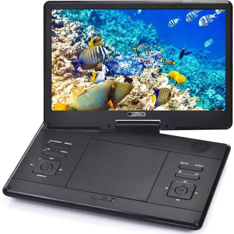 YOOHOO ポータブルDVDプレーヤー14.1インチ 液晶スクリーン 270度回転 CPRM対応 大容量充電バッテリー 長時間連続放送可能 小型 持ち運び便利 動作音も静か 1個コントロール付き（黒）｜ソファポテト 8,793円
