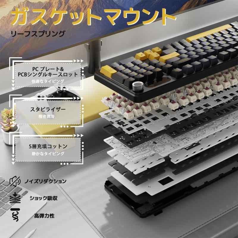 ATTACK SHARK X98PRO 98キーワイヤレスキーボード ガスケットマウント5層パッド RGBバックライトTFTスクリーン ホットスワップ対応RGBバックライトBluetooth/2.4GHz/USB-C HIFI音｜ソファポテト