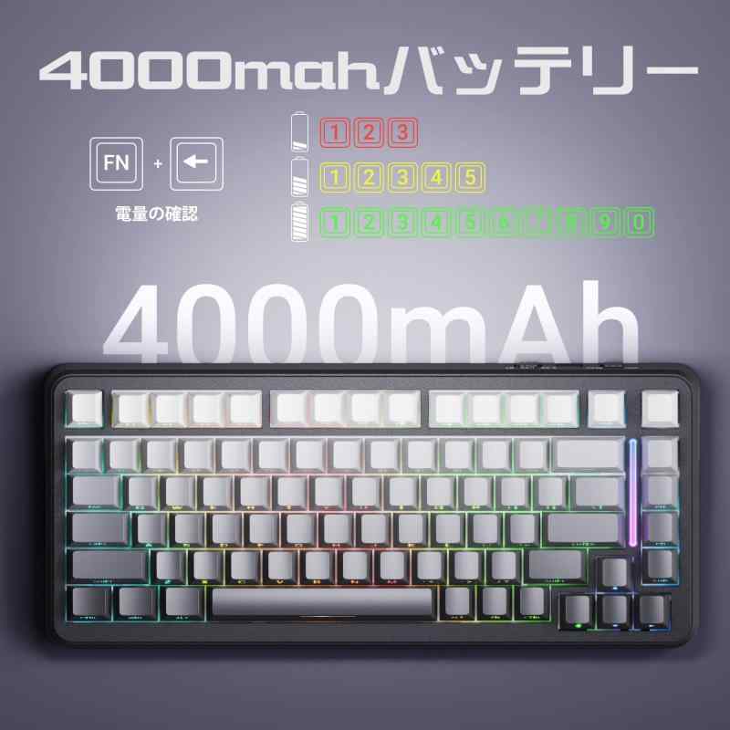 MAMBASNAKE&times;ATTACK SHARK M86 ゲーミンッグキーボード ワイヤレス メカニカルキーボード 75％ 英語配列 RGBバックライト カスタマイズ可能 ガスケット構造 いい打鍵音 3モード接続（Bluetooth/2.4G/USB-C｜ソファポテト