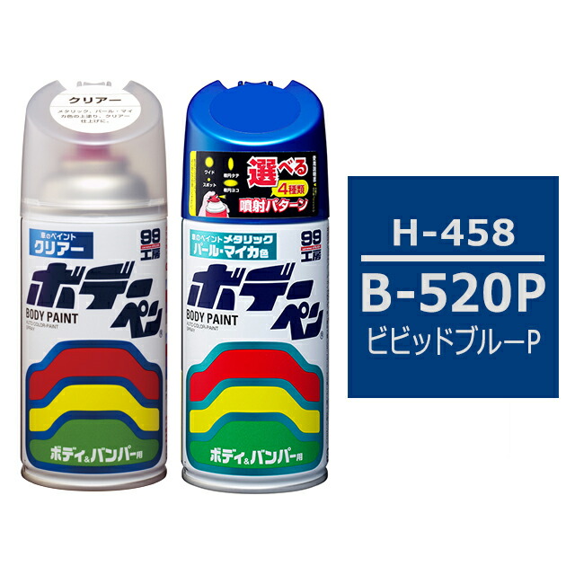 楽天市場 ソフト99 ボデーペン スプレー塗料 H 458 Honda ホンダ B 5p ビビットブルーp とクリアーのセット ソフト９９ ｅ ｍｏｎｏ