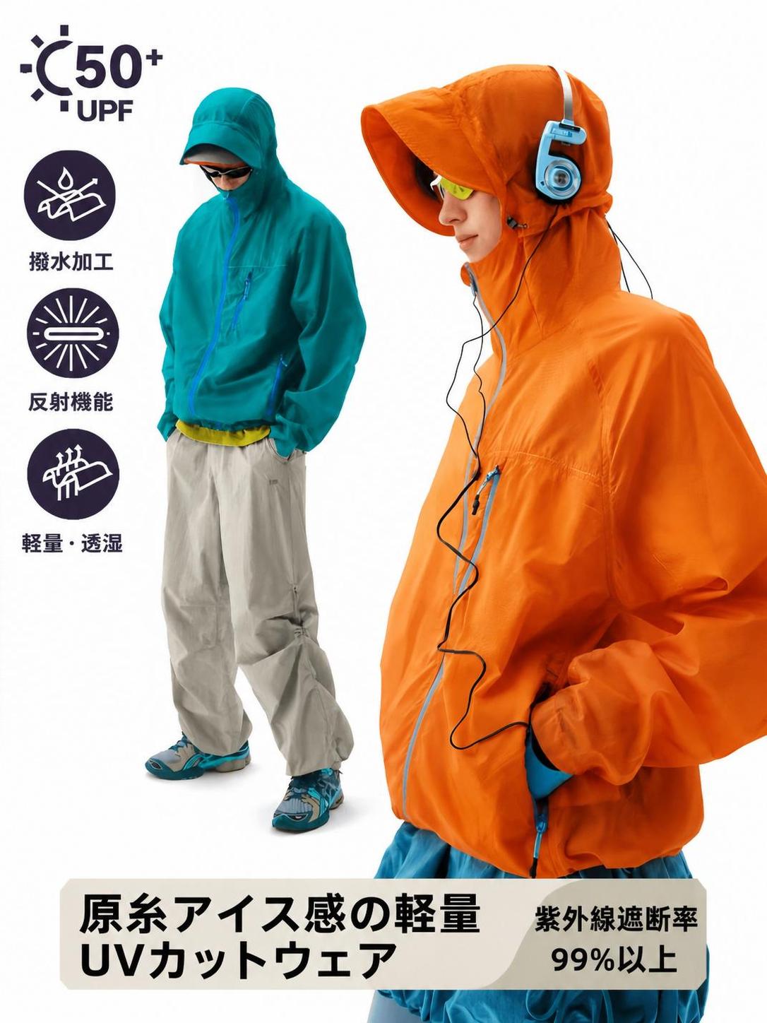 UVカットパーカー 男女兼用 春夏 接触冷感 撥水 通気性 リフレクター パッカブル フード付き S-3XL 全6色 アウトドア 通勤 スポーツ キャンプ 旅行 冷感パーカー 薄手ジャケット ウインドブレーカー マウンテンパーカー 日焼け止めウェア ユニセックス メンズ レディース｜softbox family