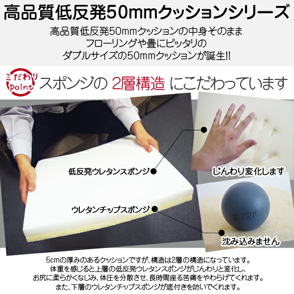 【楽天市場】【高品質低反発クッションダブル】 純日本製100％ Fisland低反発50mmクッション【低反発 座布団】【低反発 クッション