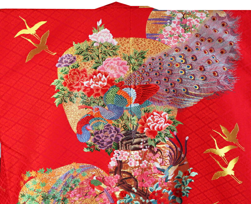 レンタル 紋付 色彩打掛 おまかせフルセットレンタル 赤地色扇秋草テキス クリアな赤地 鶴がぶっ飛ばす恰好が感じ重心 色打掛レンタル Marchesoni Com Br