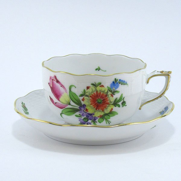 ヘレンド チューリップ胸花 紅茶優勝杯\u0026平円盤No.3 BT-3-0724-0-00 洋食器 ハンガリー共和国 お手々絵の具