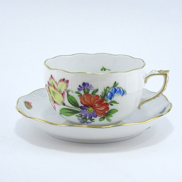 ヘレンド チューリップ胸花 紅茶優勝杯\u0026平円盤No.5 BT-5-0724-0-00 洋食器 ハンガリー共和国 お手々絵の具
