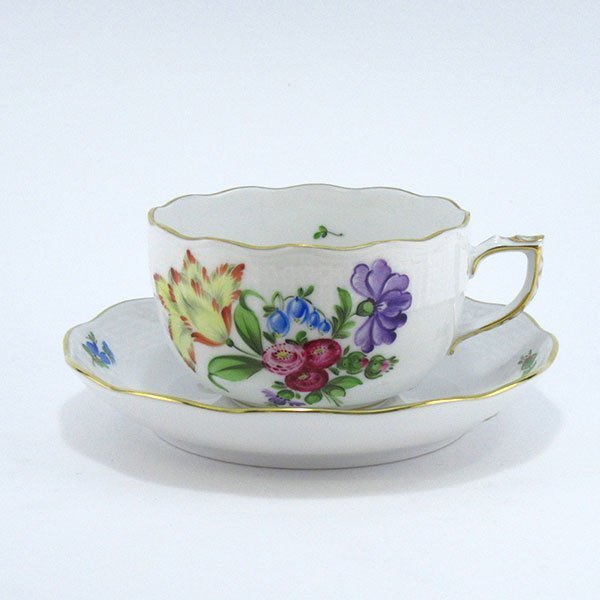 ヘレンド チューリップ胸花 紅茶優勝杯\u0026平円盤No.6 BT-6-0724-0-00 洋食器 ハンガリー共和国 お手々絵の具