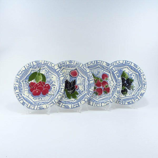 ジアン オワゾブルーフルーツ デザートプレート22cm 絵柄違い4枚セット