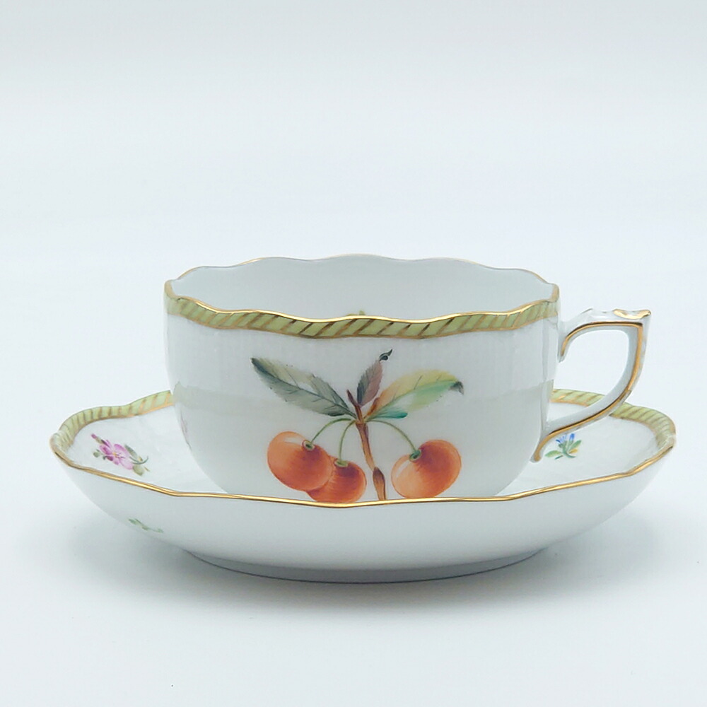 ヘレンド フルーツエスキース 紅茶優勝杯\u0026平円盤(桜んぼう) EDF/1-0724-0-00 洋食器 ハンガリー共和国 お手々絵の具