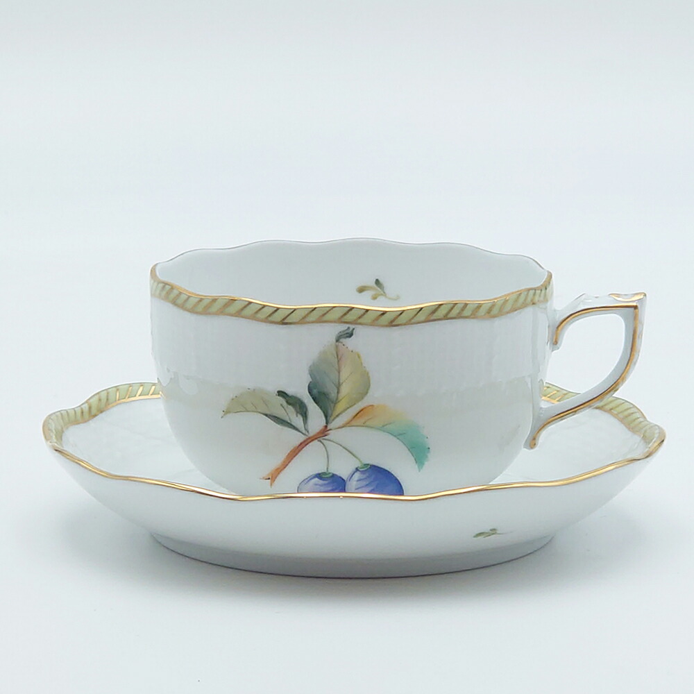 ヘレンド フルーツエスキース 紅茶優勝杯\u0026平円盤(干し李) EDF/2-0724-0-00 洋食器 ハンガリー共和国 お手々絵の具