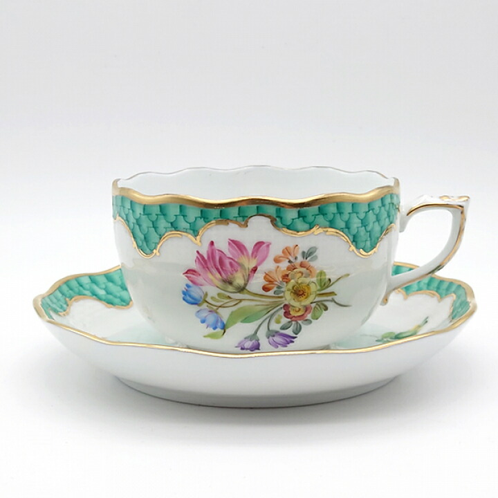 ヘレンド ハイランド御花 紅茶優勝杯\u0026平円盤 TF-0724-0-00 洋食器 ハンガリー共和国 お手々絵の具