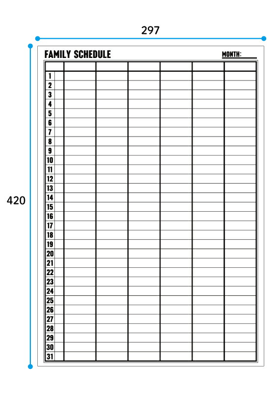 A3横サイズ 食材管理表 朝食 予定表 献立表 昼食