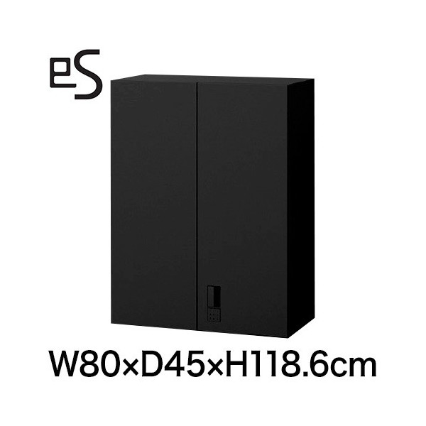 オフィス収納 イトーキ エス キャビネット 両開き 扉 型 上段用 スマートロック W80 D45 H118.6cm ブラック [ 自社便 開梱 設置付 ] ITOKI es 日本製 国内生産 メーカー直販 メーカー保証 公式 72,710円