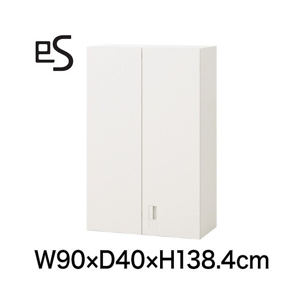 オフィス収納 イトーキ エス キャビネット 両開き 扉 型 上段用 スマートロック W90 D40 H138.4cm ホワイト系 [ 自社便 開梱 設置付 ] ITOKI es 日本製 国内生産 メーカー直販 メーカー保証 公式