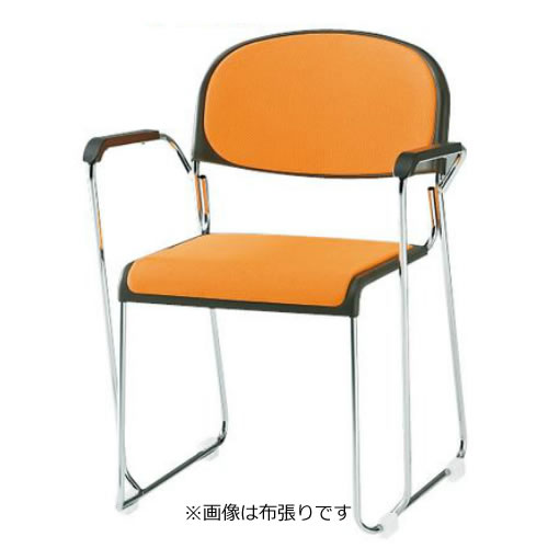 TOKIO 4脚セット 会議椅子 ミーティングチェア 椅子 会議用イス 会議用チェア メッキ脚 肘付 ビニールレザー張り FNM-10AL-S-SET