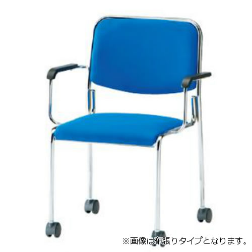 TOKIO ミーティングチェア 椅子 会議用イス 会議用チェア キャスター脚タイプ 肘付 ビニールレザー張り 4脚セット FSX-K4AL-S-SET