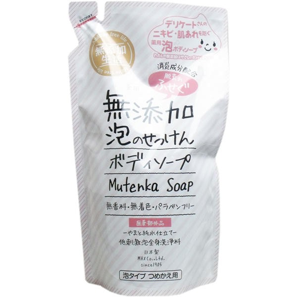 楽天市場 送料無料 マックス 無添加 肌荒れふせぐ泡のせっけん ボディソープ 詰替用 400ml Sohshop