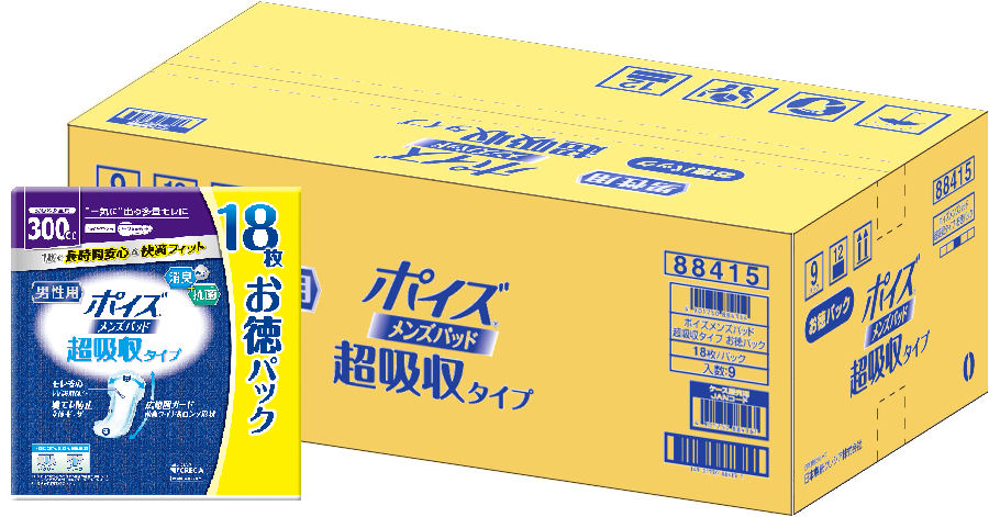 【ケース販売】 ポイズメンズパッド超吸収タイプ　18枚　お徳パック [日本製紙クレシア]3110974 6,561円