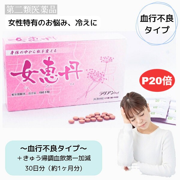 \\ポイント20倍//【女恵丹セット処方/血行不良タイプ/30日分】きゅう帰調血飲第一加減/更年期障害/生理痛/生理不順/月経不順/手足のしびれ/冷え/ほてり/頭痛/のぼせ/めまい/浮腫み/第2類医薬品|漢方薬・生薬専門店 草漢堂