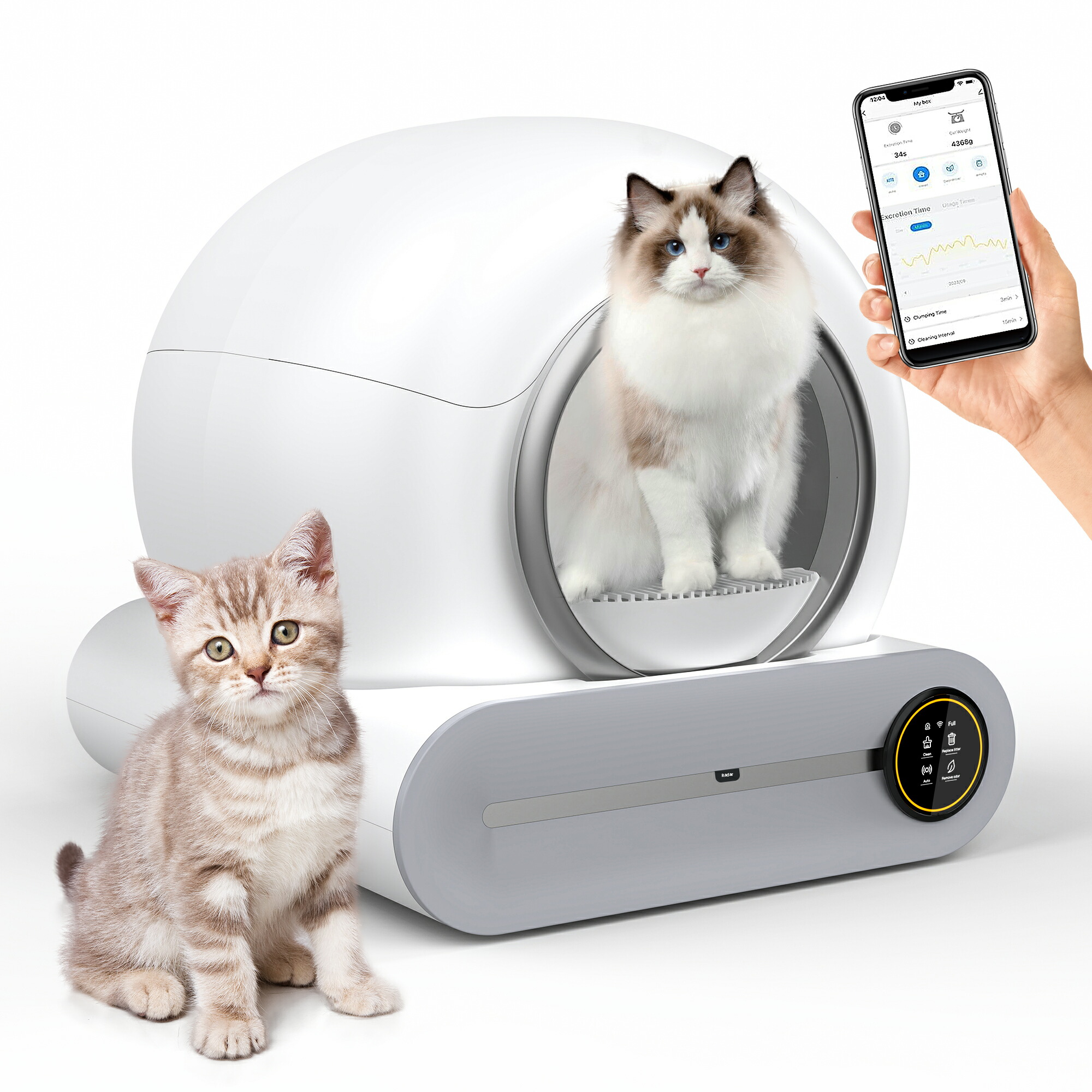 猫 室内用便器 自動小銃室内用便器 愛玩動物 猫 室内用便器 安全性のある腹積もり 全自動小銃 除菌 消臭 赤外線 万有引力検知器 ヘルスモニタリングシステム 水洗いする能力のある  飛び散り押しとどめる腹積もり 猫 大型 大きめ 自動小銃 スマホ保護すること 検知器付き添い人 飛散押しとどめる 自動小銃洗い濯ぎ 定期洗い濯ぎ 掃き出す飾り気の無い お留守番専用APP