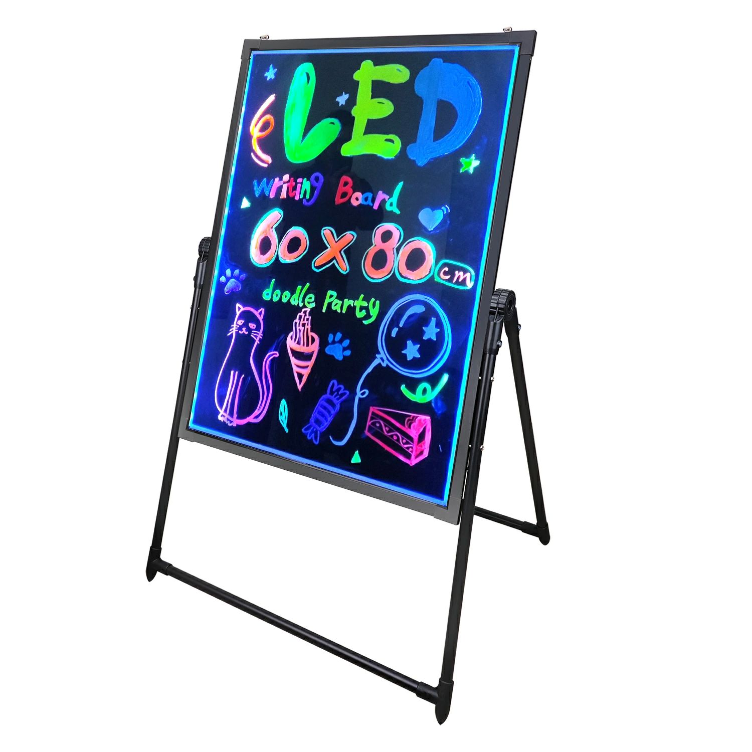 26年初SS\\最大半額/LED ライティングボード 手書き 看板 60x80cm リモコン マーカー付属 強化ガラス 光る パネル 看板 メニュー 案内板LEDライティングボード メニューボード メニュースタンド イルミネーション ブラックボード LEDボード 光る看板 メッセージボード 店舗