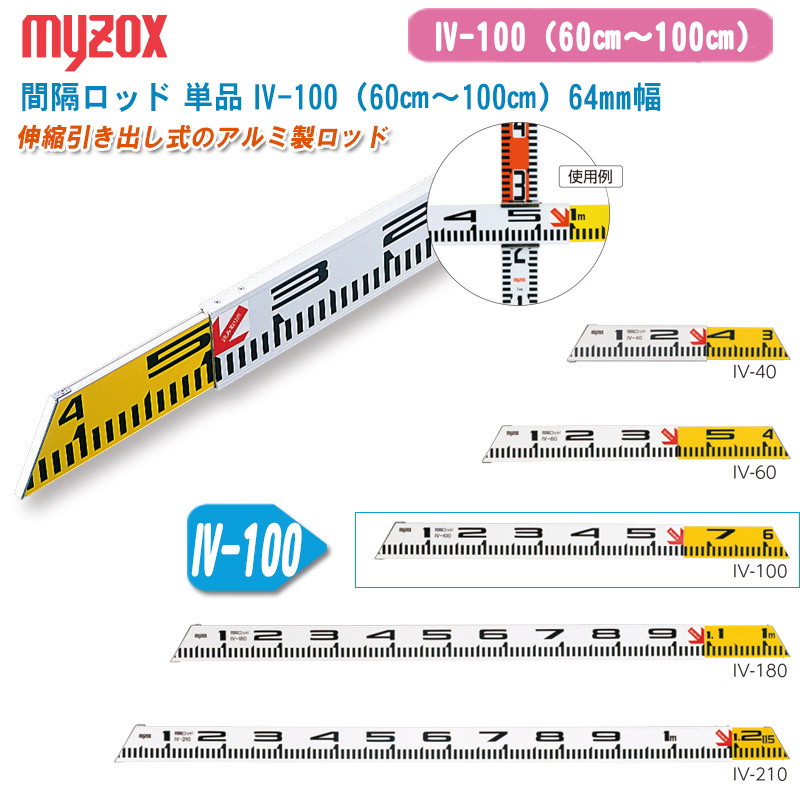 【楽天市場】MYZOX マイゾックス 間隔ロッド 単品 IV-180（100cm